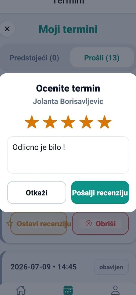 Prikaz aplikacije MojTermin — ekran 4
