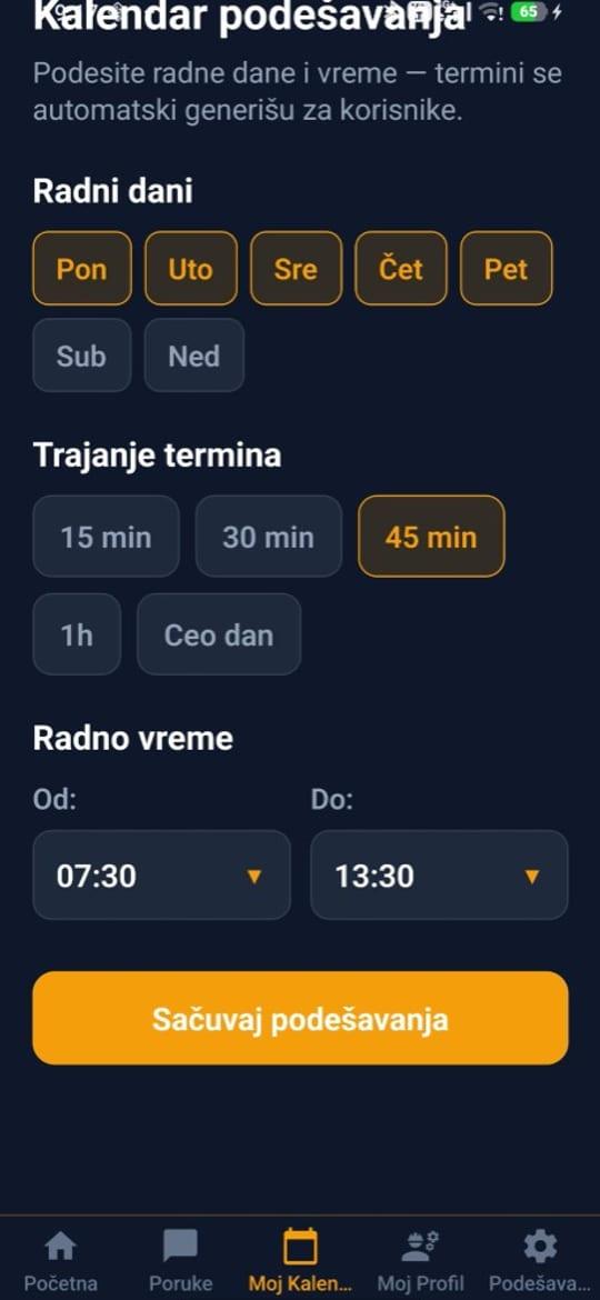 Prikaz aplikacije MojTermin — ekran 5